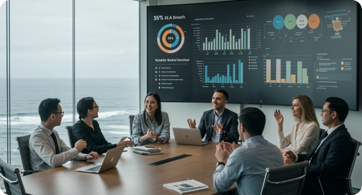 Operations team analyzing cruise platform growth