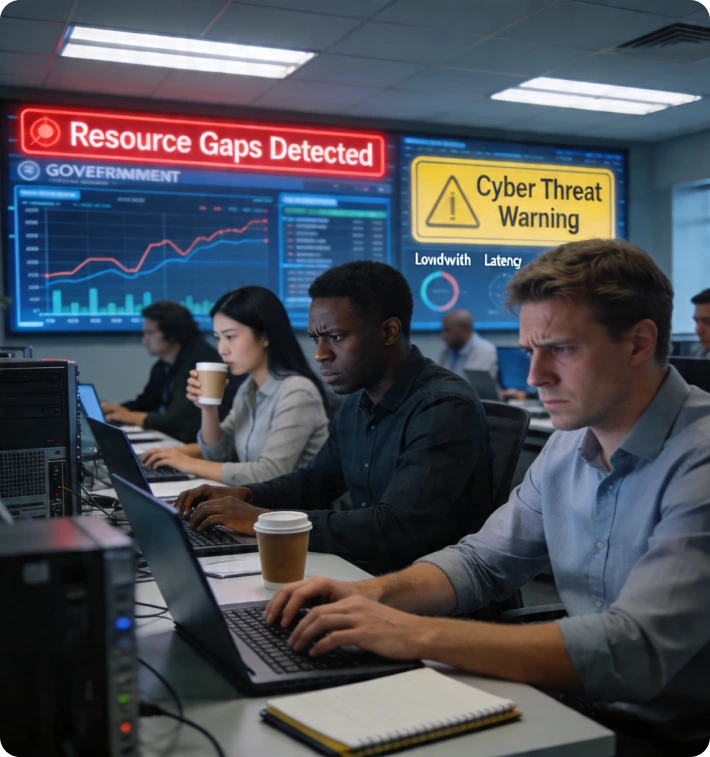 Team monitoring cybersecurity risk dashboards