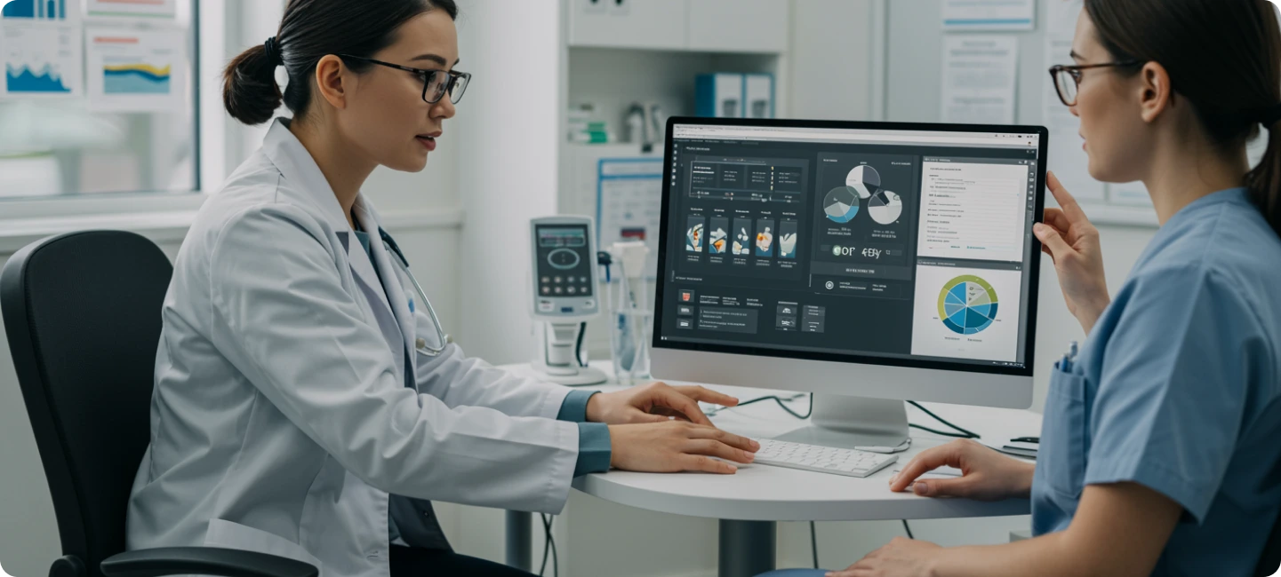 Doctor consulting patient with sleep data