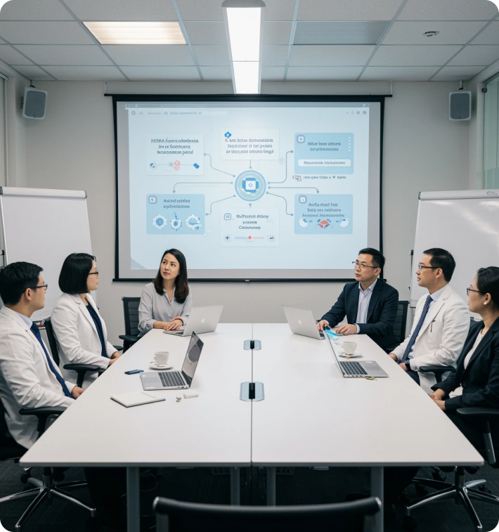 Healthcare digital workflow meeting and planning