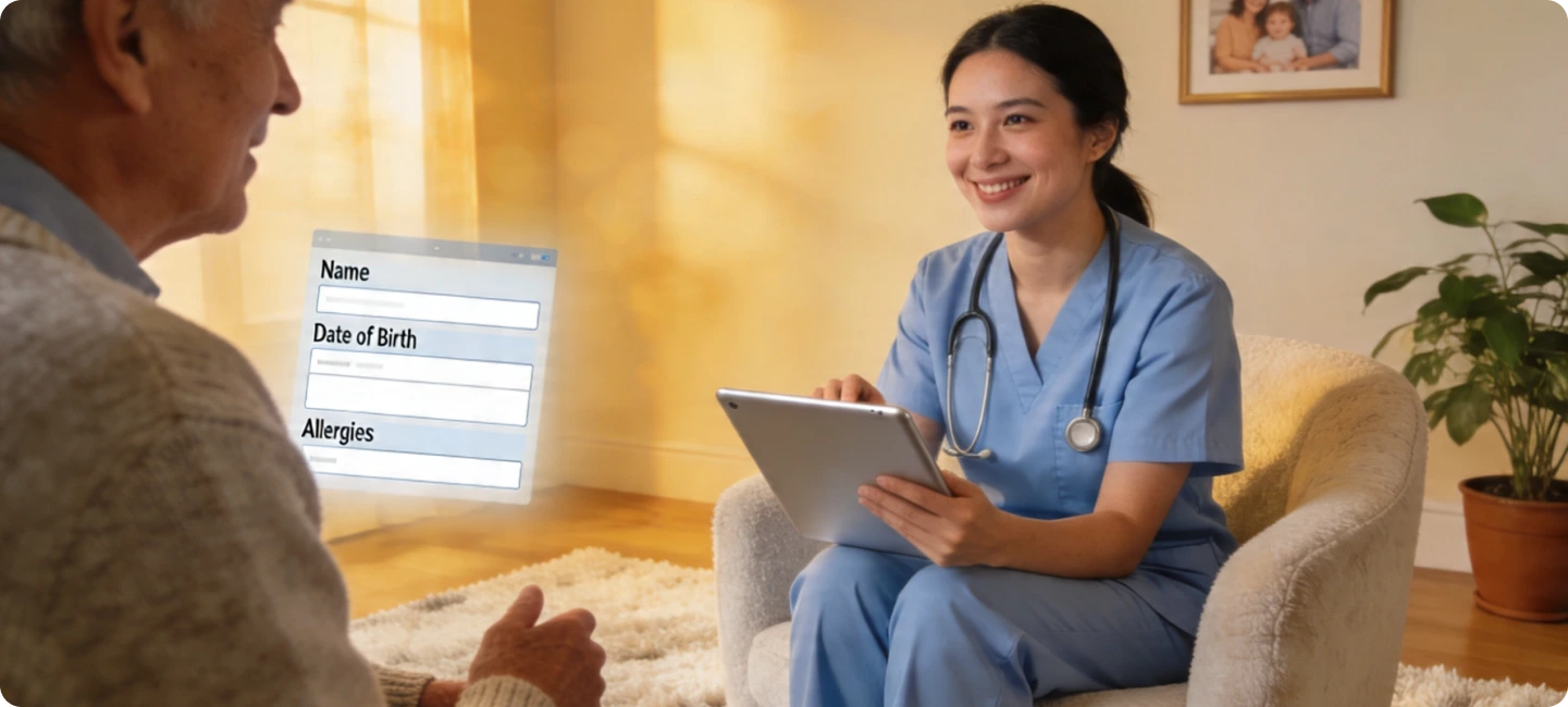 Nurse onboarding patient at home