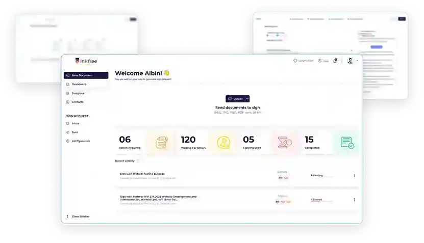 Inkfree digital signature platform interface