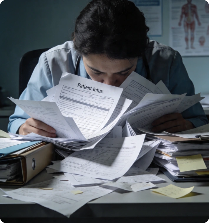 Manual healthcare paperwork overload