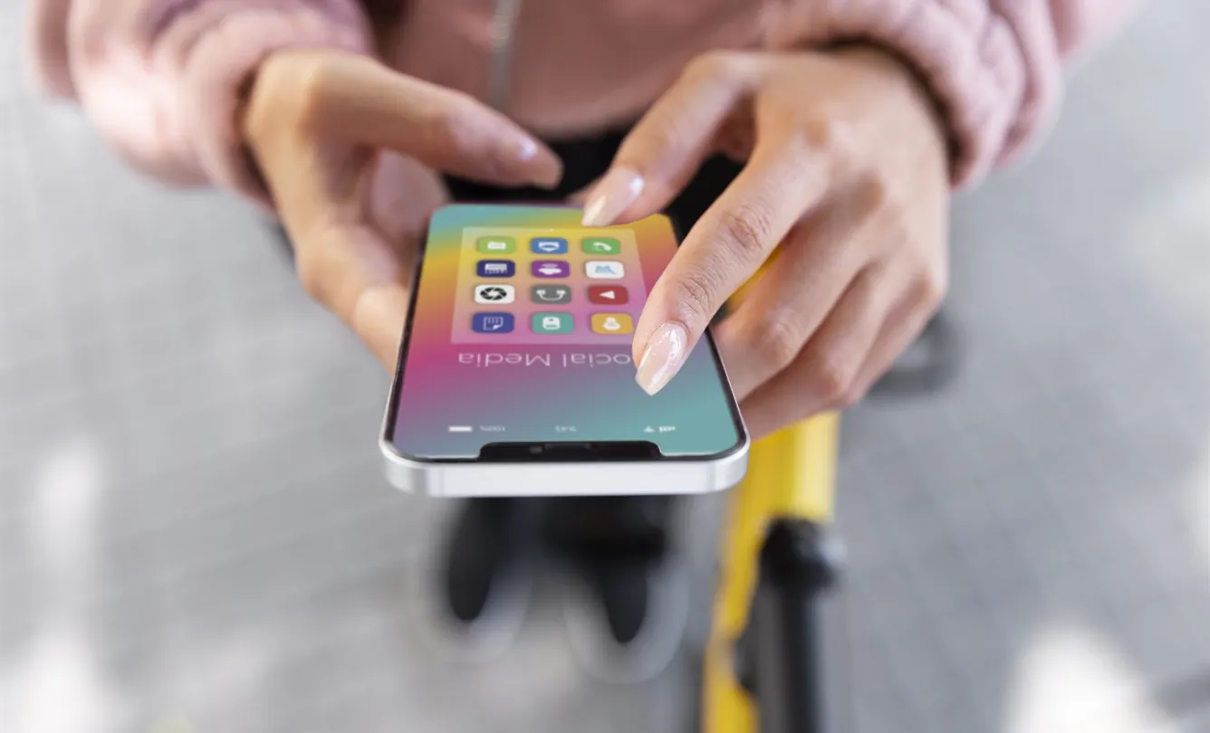 Person using a native iOS app on an iPhone