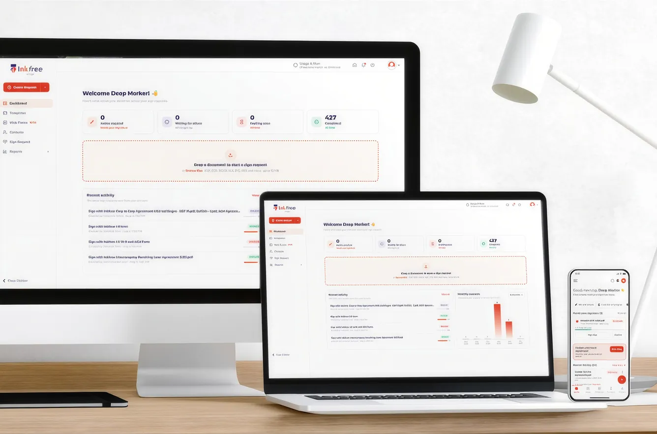 Progressive web app dashboard shown on a desktop, laptop, and phone
