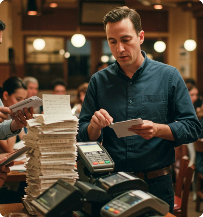 Staff handling manual billing receipts