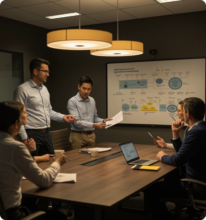 Team discussing restaurant platform strategy