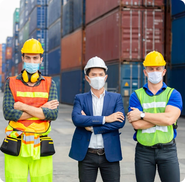 Shipping and logistics team at port