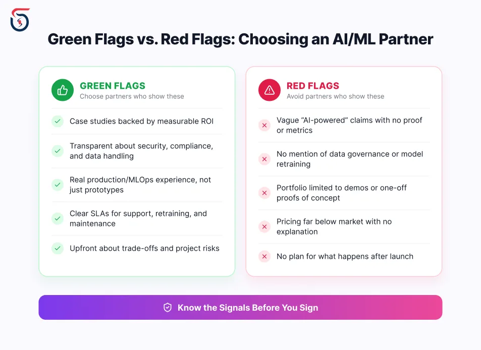 green flags vs red flags when choosing an ai ml development partner