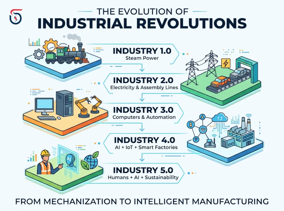 evolution of industrial revolutions from industry 1.0 to industry 5.0