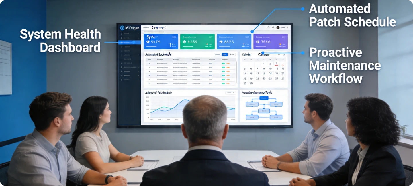 Managed IT services system dashboard