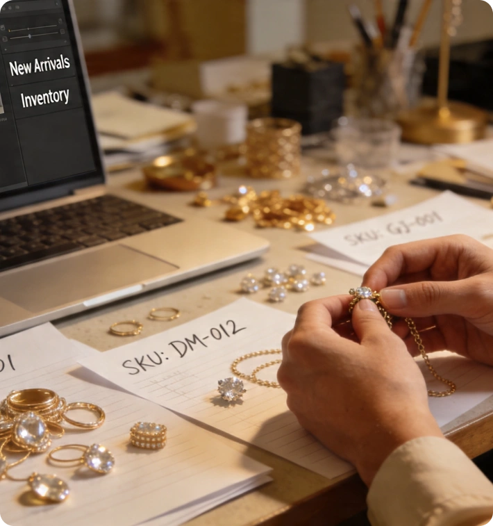 Jewelry inventory management workspace